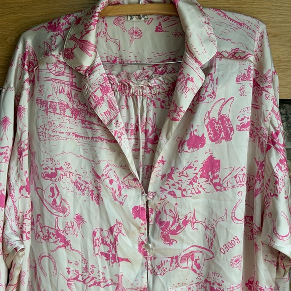 NWOT Free People western print pajama set in pink size XL - Picture 10 of 15